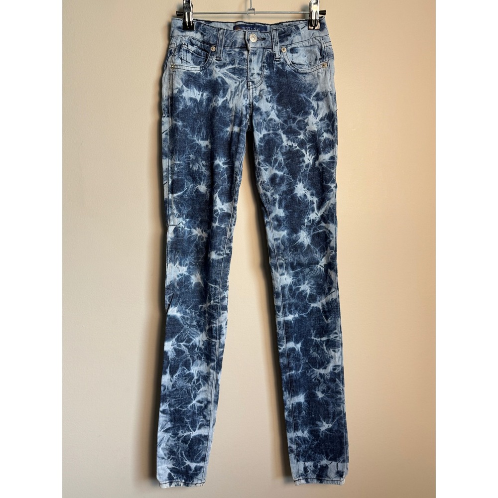 Just U.S.A. Skinny Jeans Womens 0 Blue Acid Wash Tie Dye Denim Boho Y2K Hippie